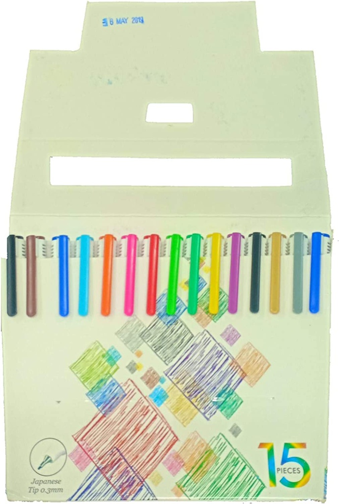 Tempo - Fine liner easy grip set -  0.3 mm Japanese tip - 15 colored pen