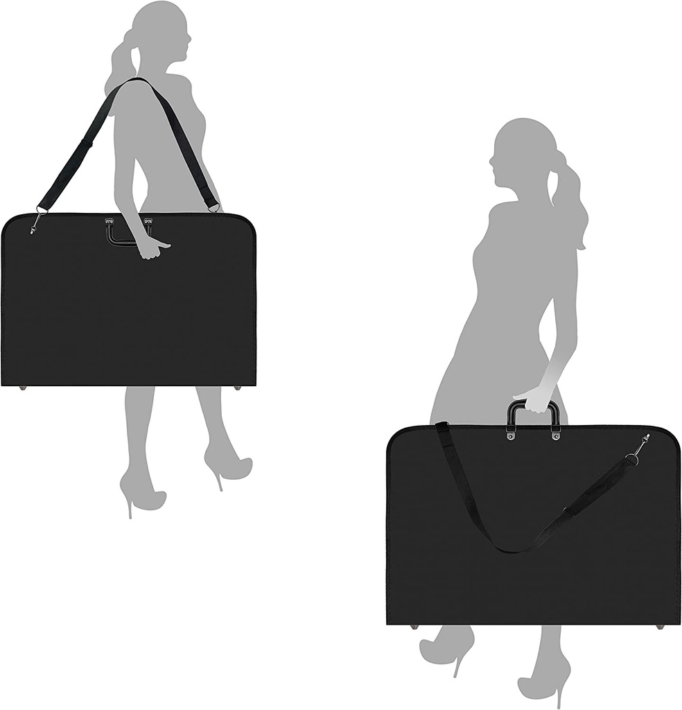Art Bag - Black Spill-Resistant Artist Portfolio - Reinforcing Plate & Shoulder Strap (52 cm x  37 cmx 1.5 cm)