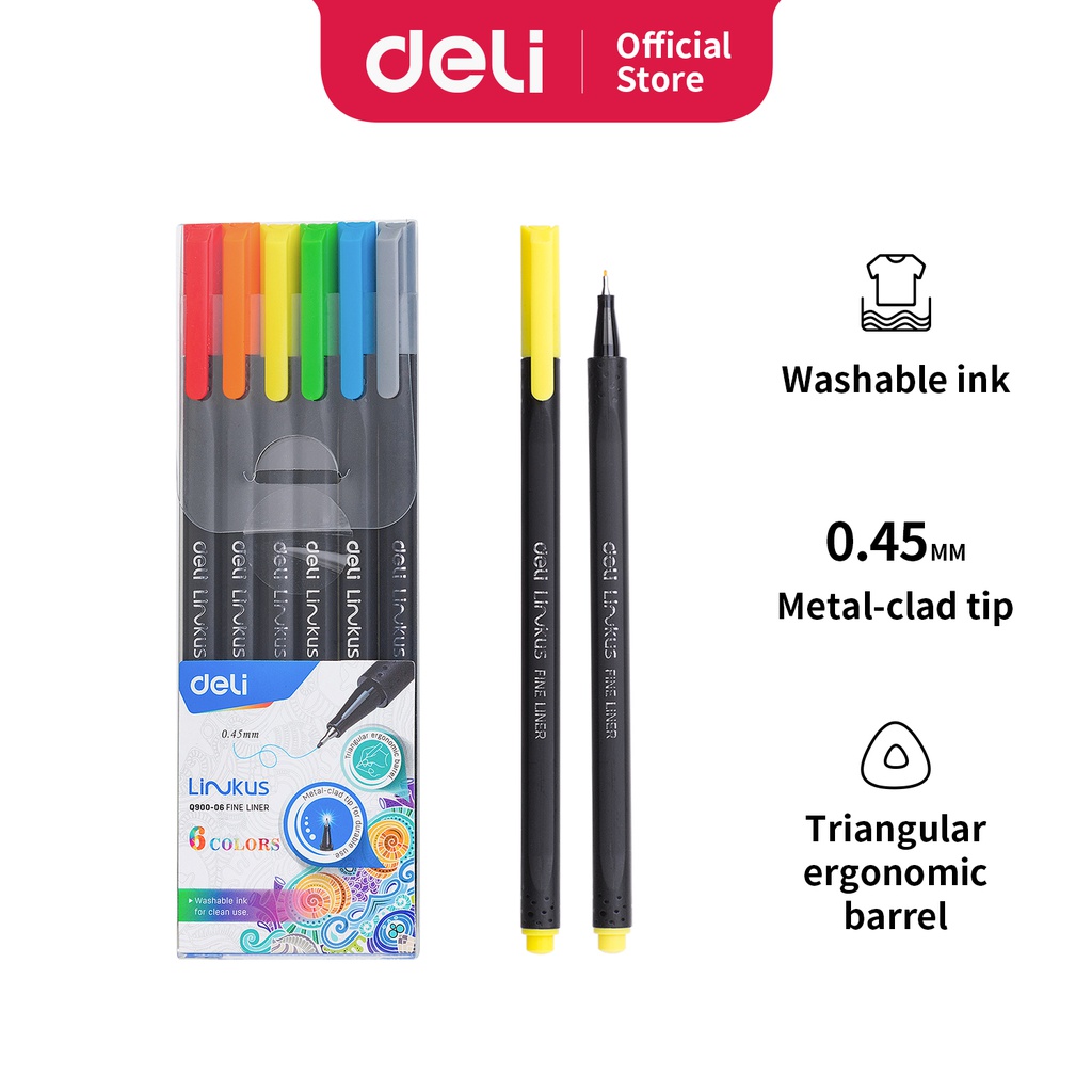 Deli-  Fineliner set  - Long pen - 6 colors