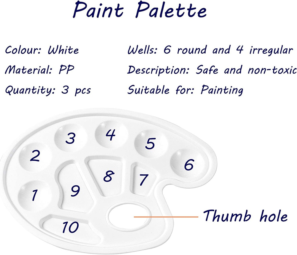 Plastic Palette - Paint Plastic Tray 6 round , 4 irregular - 10 points