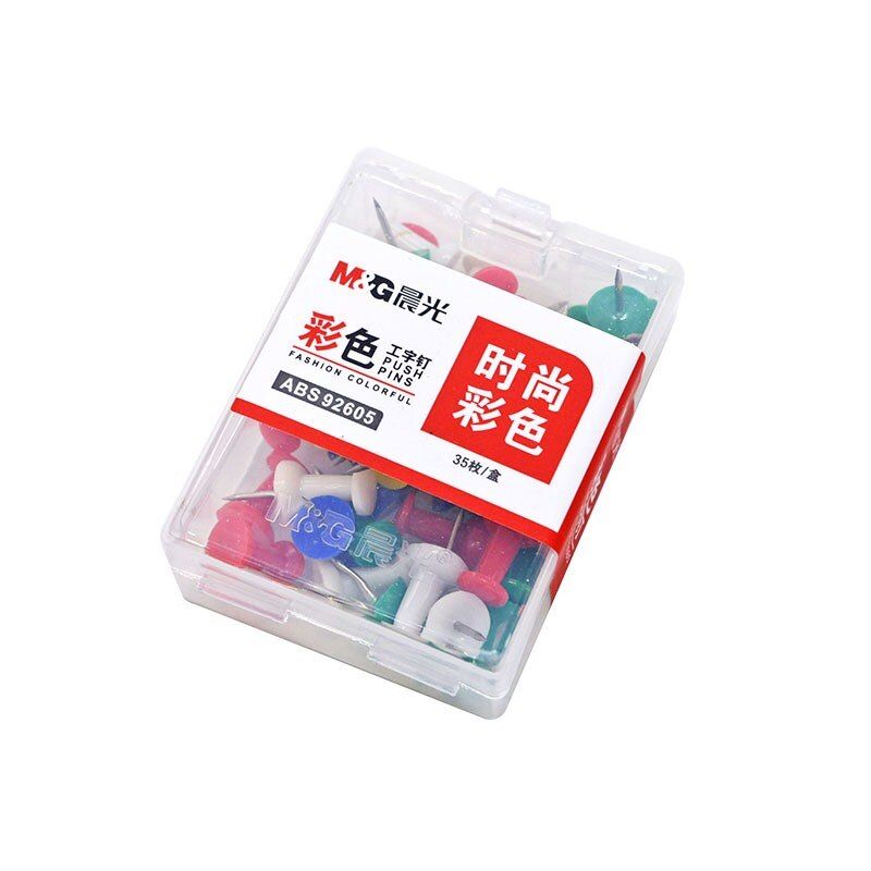 MG Chenguang - Office Color Push Pins - Plastic Box - 35 Push Pins