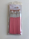 Smart - Set of 8 Paint Flowers Brushes -  Pink Short handle - Different Sizes