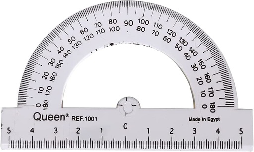 Queen - Plastic Math Protractor 1001 -180 Degree - Transparent plastic