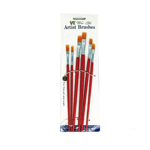Red Flat Paint Brushes  -  Small Paint Brushes - for Acrylic, Watercolor and Face Painting