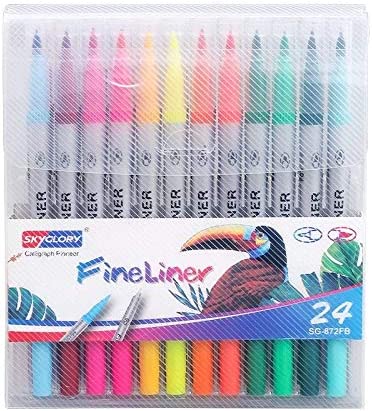 Sky Glory -  Dual Brush Pen and Fineliner set  - Long pen - 12 colors